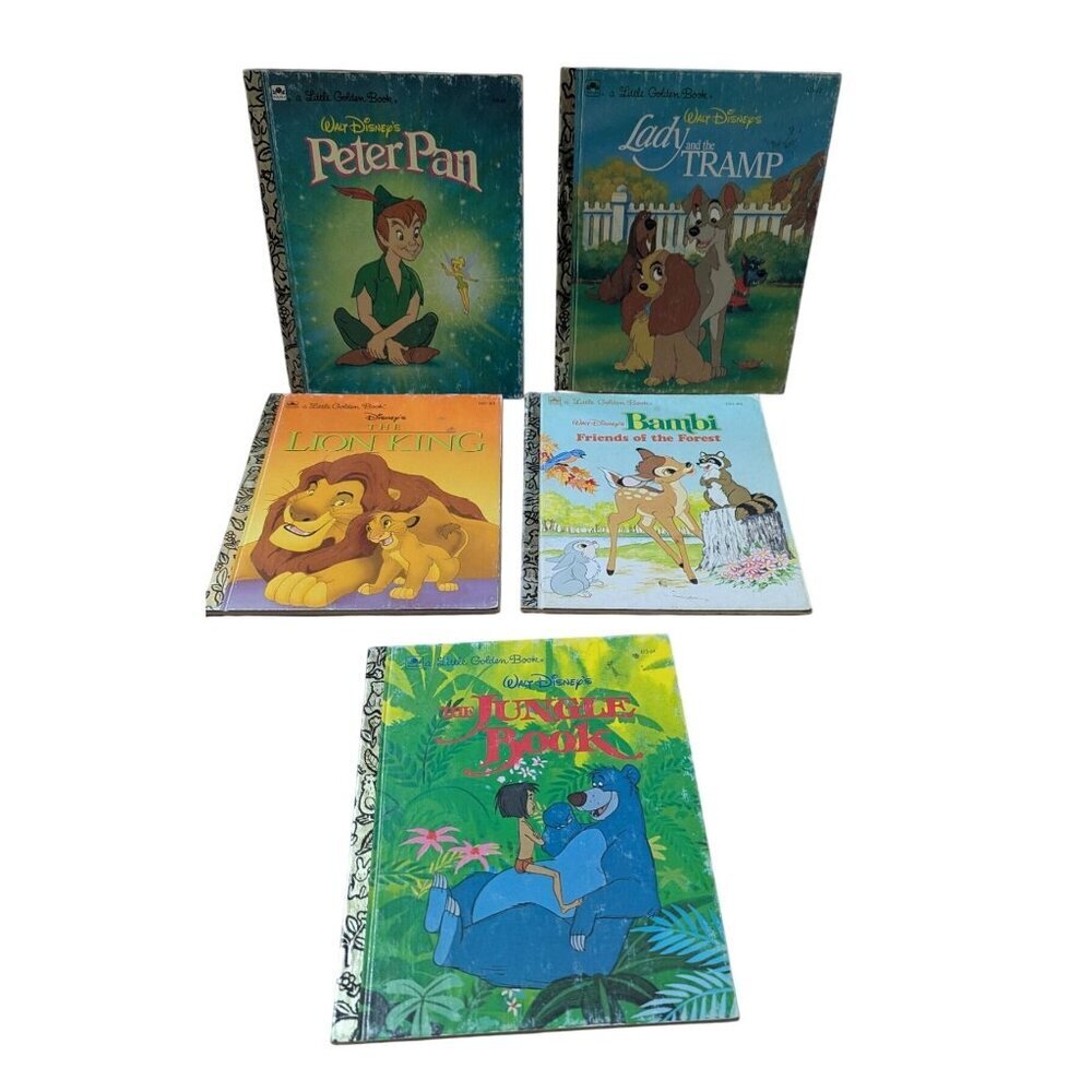 Set Of 5 Little Golden Books Disney‎ Classics: Peter Pan Lady And The Tramp Lion
